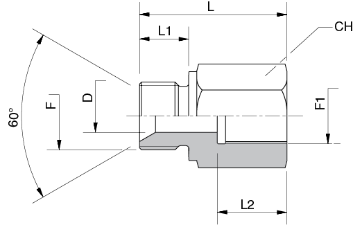 Schema Grafico RIDUZIONE M – F BSPP (Din/Iso 228) FORMATO B AERTUBI S.r.l.