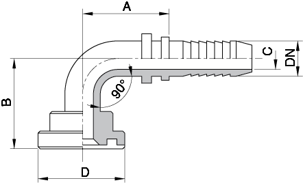 Schema Grafico FLANGIA CURVA 90° 3000 – 6000 PSI SAE J518 AERTUBI S.r.l.