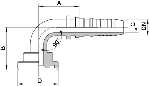 Schema Grafico FLANGIA CURVA 90° 3000 – 6000 PSI SAE J518 AERTUBI S.r.l.