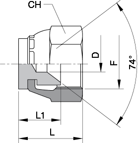 Schema Grafico TAPPO FEMMINA GIREVOLE JIC 37° AERTUBI S.r.l.