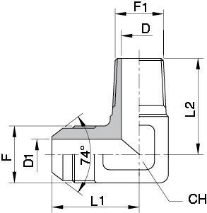 Schema Grafico GOMITO A 90° MASCHIO JIC 37° – MASCHIO GAS CONICO AERTUBI S.r.l.