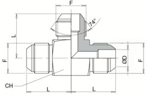 schema grafico - UNF/UN – ADATTATORE A T MASCHIO - AERTUBI s.r.l.
