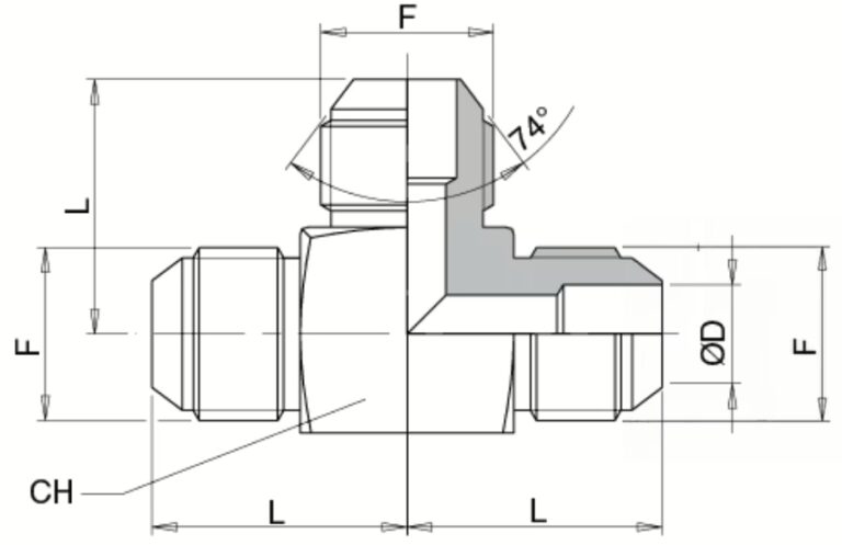 schema grafico - UNF/UN – ADATTATORE A T MASCHIO - AERTUBI s.r.l.