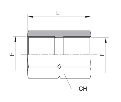 Schema Grafico COLONNETTA ESAGONALE FEMMINA NPT AERTUBI S.r.l.