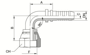 schema grafico - DRF – FEMMINA 90° BSP – SEDE PIANA - AERTUBI s.r.l.